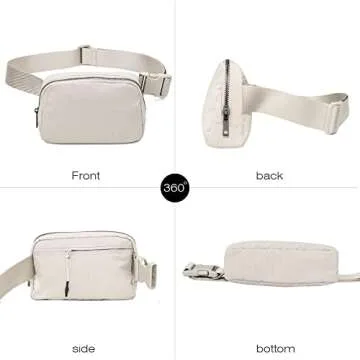 Belt Bag Waist Pack Bum Bag Crossbody Fanny Pack for Women and Men with Adjustable Strap Small Waist Pouch for Travel Workout Running Hiking(Off White)