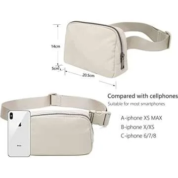 Belt Bag Waist Pack Bum Bag Crossbody Fanny Pack for Women and Men with Adjustable Strap Small Waist Pouch for Travel Workout Running Hiking(Off White)