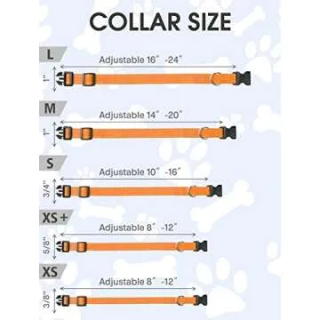 FunTags Reflective Dog Collar, Sturdy Nylon Collars for Large Girl and Boy Dogs, Adjustable Dog Collar with Quick Release Buckle, Orange