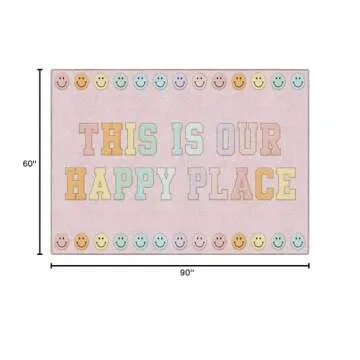 Schoolgirl Style Happy Place Area Rug for Kids Room