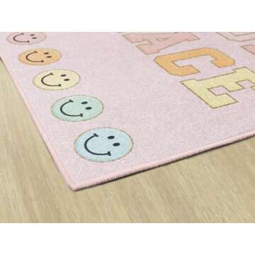 Schoolgirl Style Happy Place Area Rug for Kids Room