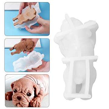 Fewo 2 Pack 3D Shar Pei Dog Silicone Molds for Baking Mousse Cake Pug Puppy Birthday Treats Chocolate Jello Fondant Mould Pudding Ice Cream Soap Lotion Bars Making Supplies