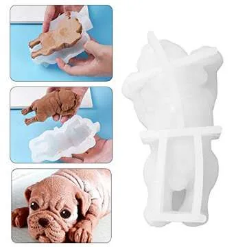 Fewo 2 Pack 3D Shar Pei Dog Silicone Molds for Baking Mousse Cake Pug Puppy Birthday Treats Chocolate Jello Fondant Mould Pudding Ice Cream Soap Lotion Bars Making Supplies