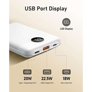 VEEKTOMX Mini Power Bank 10000mAh, 22.5W Fast Charging Small Portable Charger with PD 3.0 & QC 3.0,USB C Slim Compact iPhone Charger, Dual Output Compatible with iPhone, Samsung,Travel Must Haves