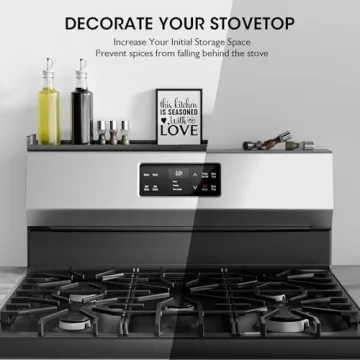 Bumusty 4X Strong Magnetic Shelf for Stove Top, 30" Adjustable Stove Top Shelf, Oven Shelf Spice Rack Over the Stove, Seasoning Organizer Kitchen Shelves, Matte Black