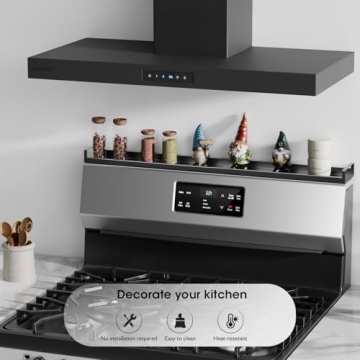 Bumusty 4X Strong Magnetic Shelf for Stove Top, 30" Adjustable Stove Top Shelf, Oven Shelf Spice Rack Over the Stove, Seasoning Organizer Kitchen Shelves, Matte Black