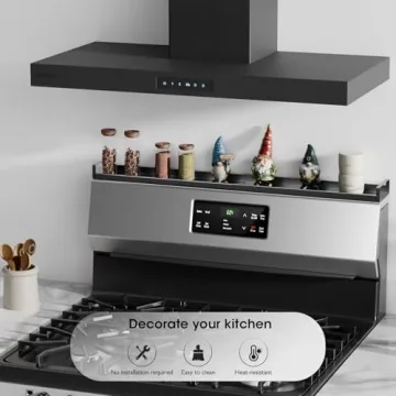 Bumusty 4X Strong Magnetic Shelf for Stove Top, 30" Adjustable Stove Top Shelf, Oven Shelf Spice Rack Over the Stove, Seasoning Organizer Kitchen Shelves, Matte Black