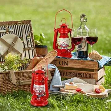 Honoson Oil Lamp Hurricane Lamp Kerosene Lantern for Indoor Outdoors Decorative Hanging Oil Lantern with Wick for Hiking Emergency Camping Party Decoration(4 Pieces,Red)