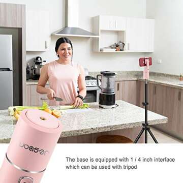 Auto Face Tracking Tripod, 360° Rotation Phone Camera Mount with Selfie Ring Light, No App, Battery Operated Smart Shooting Holder for Live Vlog (Pink)