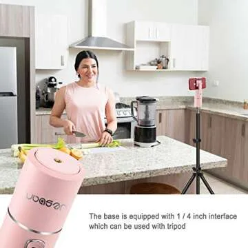 Auto Face Tracking Tripod, 360° Rotation Phone Camera Mount with Selfie Ring Light, No App, Battery Operated Smart Shooting Holder for Live Vlog (Pink)