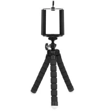 Mini Flexible Sponge Octopus Tripod for iPhone Samsung Xiaomi Huawei Mobile Phone Smartphone Tripod for Camera Accessory (Black)