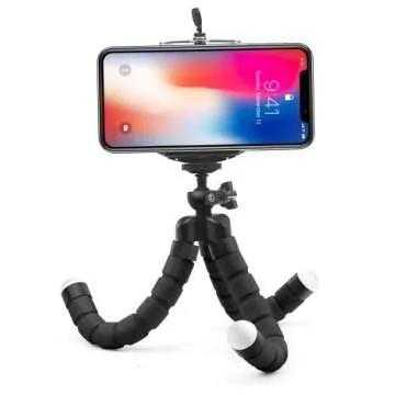 Mini Flexible Sponge Octopus Tripod for iPhone Samsung Xiaomi Huawei Mobile Phone Smartphone Tripod for Camera Accessory (Black)