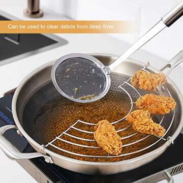 AIEVE Fine Mesh Skimmer Spoon, 3 Pack Mesh Strainers for Kitchen Stainless Steel Cooking Oil Filter Strainer Hot Pot Fat Skimmer Spoon for Kitchen Food Cooking Frying Skimming Grease, Foam and Gravy