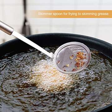 AIEVE Fine Mesh Skimmer Spoon, 3 Pack Mesh Strainers for Kitchen Stainless Steel Cooking Oil Filter Strainer Hot Pot Fat Skimmer Spoon for Kitchen Food Cooking Frying Skimming Grease, Foam and Gravy