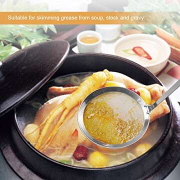 AIEVE Fine Mesh Skimmer Spoon, 3 Pack Mesh Strainers for Kitchen Stainless Steel Cooking Oil Filter Strainer Hot Pot Fat Skimmer Spoon for Kitchen Food Cooking Frying Skimming Grease, Foam and Gravy