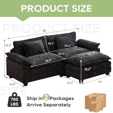 Oprisen Modular Sectional Sofa, Comfy Cloud Couch Sectional Sofa with Ottoman, Chenille Sofa Sleeper...