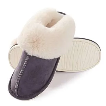 Donpapa Womens Slipper with Memory Foam Fluffy Soft Warm Slip On House Slippers Anti-Skid Cozy Plush...