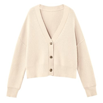 LILLUSORY Women's Cropped Cardigan Oversized Button Sweater - Fall Chic Style