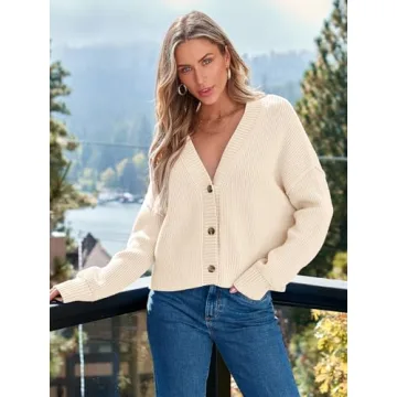 LILLUSORY Women's Oversized Cropped Cardigan for Fall