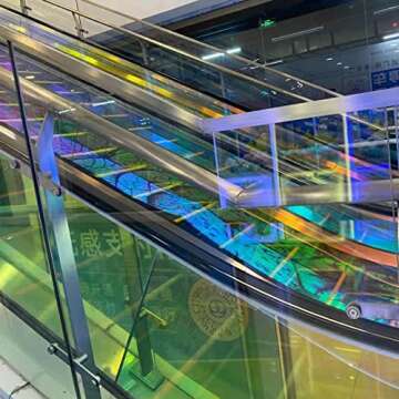 LCFILM Chameleon Color Window Film Self-Adhesive Rainbow Effect Iridescent Clear Film for Residential Home Office Decoration,17.5Inch x 4.9Feet