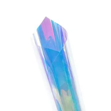 LCFILM Chameleon Color Window Film Self-Adhesive Rainbow Effect Iridescent Clear Film for Residential Home Office Decoration,17.5Inch x 4.9Feet