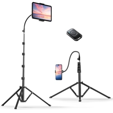 Weilisi Heavy Duty Tablet Tripod Stand 82” Tall, Floor Stand with Remote and Adjustable Gooseneck ...