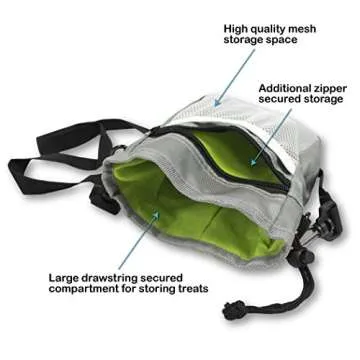 Pets First Dog Treat Training Pouch - Treat Bag for Kibble, Food, Toys, Accessories with Built-in Poop Bag Dispenser - Holder for Small, Medium & Large Dogs & Puppies with Multiple Ways to Wear