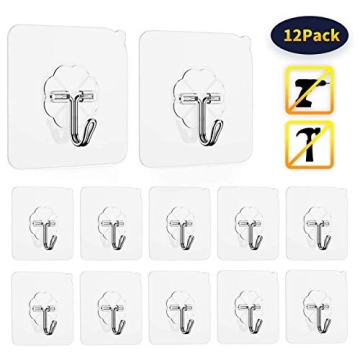 Heavy Duty Adhesive Hooks - 44 lb Capacity, Waterproof