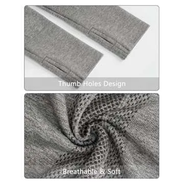 Stelle Womens Breathable Seamless Shirt with Thumb Holes for Yoga Sports Running Workout Athletic Slim Fit, Grey, Small, Long Sleeve