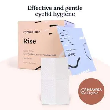 CorneaCare Rise: Eyelid Wipes | Eye Wipes for Dry Eyes | Eyelid Wipes with Tea Tree Oil & Hyaluronic Acid | Travel Ready | 30 Count | FSA & HSA Eligible