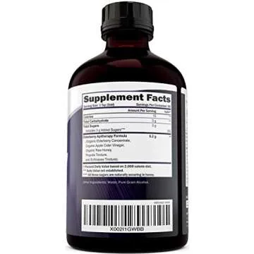 Purely Holistic Organic Elderberry Syrup for Adults & Kids (2+) - 16 fl oz - with Black Sambucus Elderberry, Propolis, Echinacea, Raw Honey & Apple Cider Vinegar - Immune Support and Immune Booster