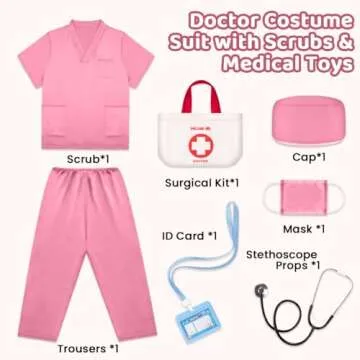 Meland Kids Scrubs for Girls Boys, Doctor Costume for Kids Halloween Career Day Costume for Girls Boys 3-10 Doctor Dress Up