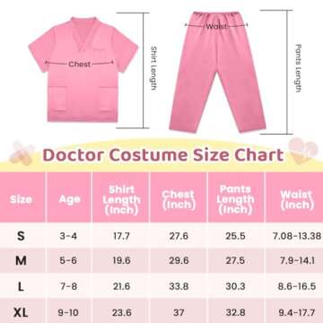 Meland Kids Scrubs for Girls Boys, Doctor Costume for Kids Halloween Career Day Costume for Girls Boys 3-10 Doctor Dress Up