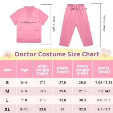 Meland Kids Scrubs for Girls Boys, Doctor Costume for Kids Halloween Career Day Costume for Girls Boys 3-10 Doctor Dress Up