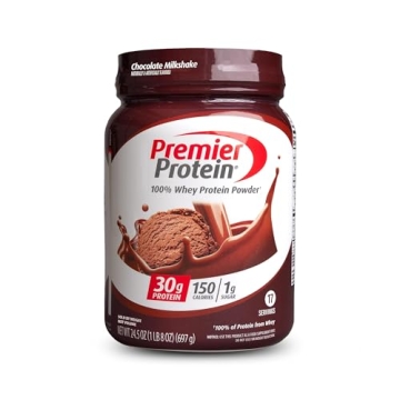 Premier Protein Powder, Chocolate Milkshake Flavor, 30g Protein, 1g Sugar, Gluten Free, 24.5 Ounce (...
