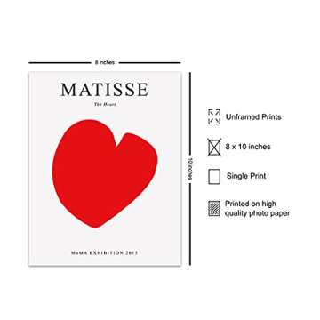 Matisse Wall Art Poster Decor - 8x10 Mid Century Modern Minimalist Print - Contemporary Gallery Wall...