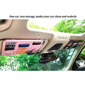 SEMBEM Car Sun Visor Organizer, Registration and Document Holder, Personal Belonging Storage Pouch Auto Interior Accessories Pocket Organizer (Pink)