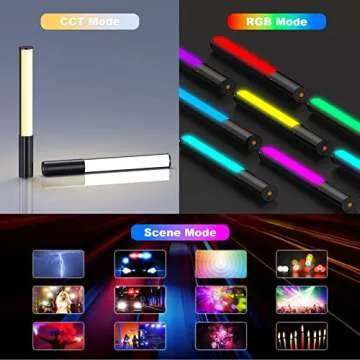LUXCEO RGB LED Video Light Wand, Handheld LED Photography Light Stick with Remote Control, Dimmable ...