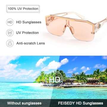 FEISEDY Trendy Flat Top Sunglasses with UV400 Protection