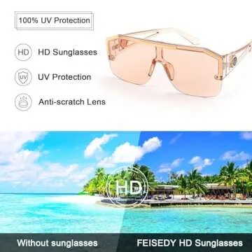 FEISEDY Trendy Flat Top Sunglasses with UV400 Protection