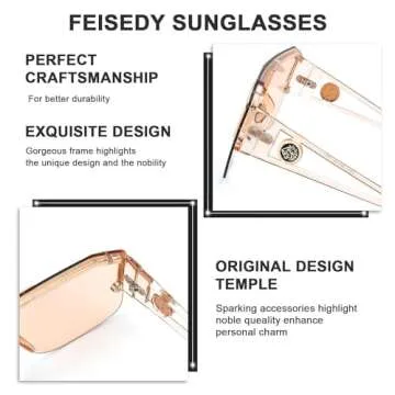 FEISEDY Trendy Flat Top Sunglasses with UV400 Protection