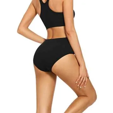 POKARLA Women's Cotton Stretch Underwear Ladies Mid Rise Briefs Panties 5-Pack Black Plus Size(X-Large)