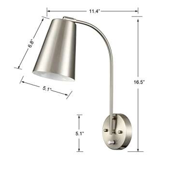DANSEER Modern Plug in Wall Sconce Set of 2 Brushed Nickel