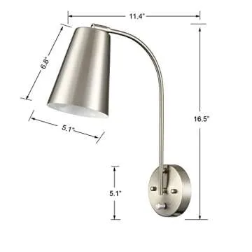 DANSEER Modern Plug in Wall Sconce Set of 2 Brushed Nickel