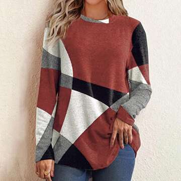FQZWONG Tunic Tops to Wear with Leggings Womens Long Sleeve Dressy Casual Shirts Fall Fashion 2022 P...