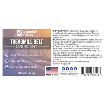 Treadmill Belt Lubricant - Odorless & Toxin-Free 100% Silicone Oil - Silicone Treadmill Lubricant - Reduces Noise & Prolongs Belt Life - Universal Treadmill Oil Belt Lube