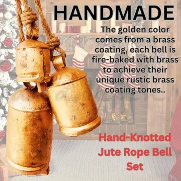 Rustic Decorative Cow Bells Set of 3 for Christmas