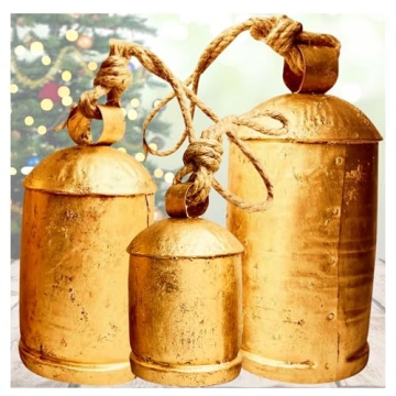 Rustic Decorative Cow Bells Set of 3 for Christmas