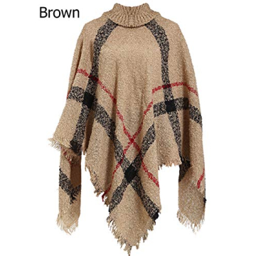 HITOP Women's Boho Tassel Cape Poncho Knit Sweater