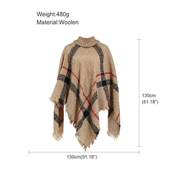 HITOP Women's Boho Tassel Cape Poncho Knit Sweater